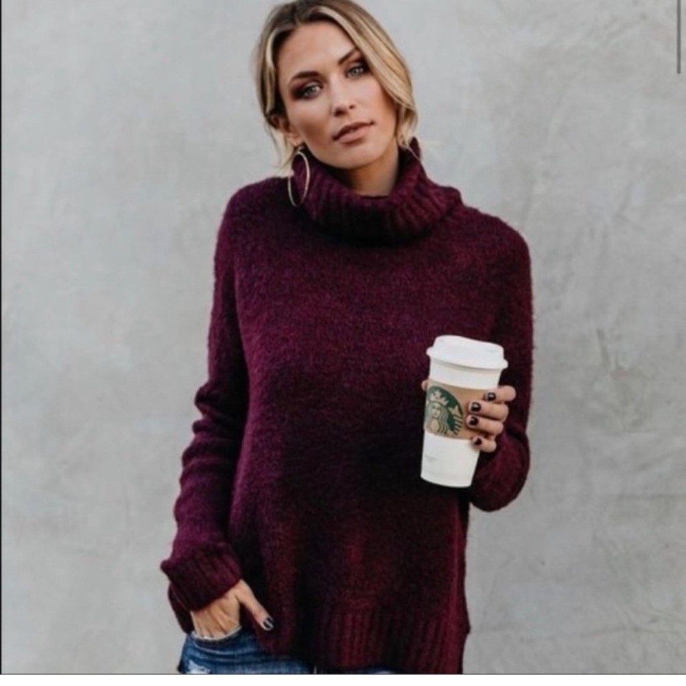 VICI Henry Maroon/Plum Turtleneck Sweater- Small